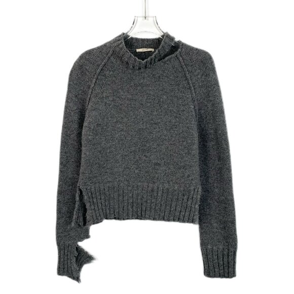 Céline Gray Wool Sweater With Distressed Hem & Sleeves Size S - Picture 1 of 8